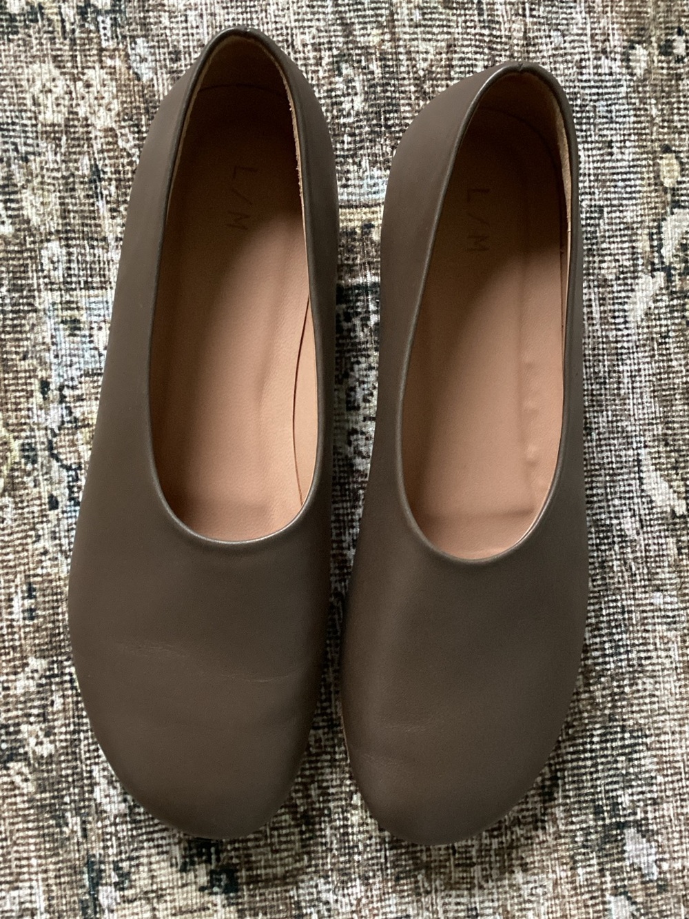 Lauren Manoogian Brown Leather Mono Rounded Toe Flats - Picture 2 of 8